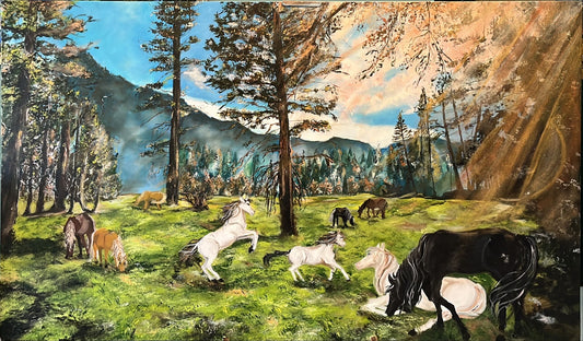 Oil Paiting Horses 60 x 40 Inches